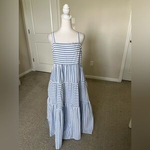 NWOT Calirta Blue and White Tiered Tank Maxi Dress Size Large